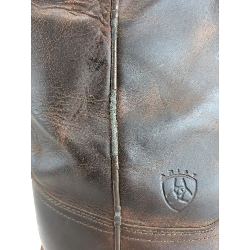 Western Cowboy Ranch Men 8.5D Ariat Brown Leather Square Toe Boots